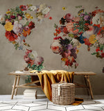 Papier peint mural carte du monde florale - Vignette | Mr Papier Peint