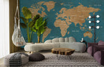 Papier peint mural Carte Rétro Turquoise - Vignette | Mr Papier Peint