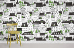 Papier peint mural cartoon maisons féeriques pour chambre d’enfant - Vignette | Mr Papier Peint