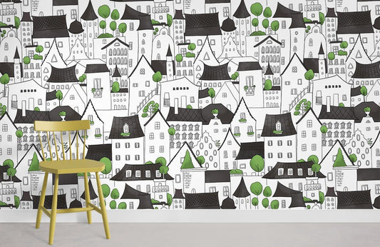 Papier peint mural Cartoon Houses II - Le meilleur Papier peint panoramique Sur mesure