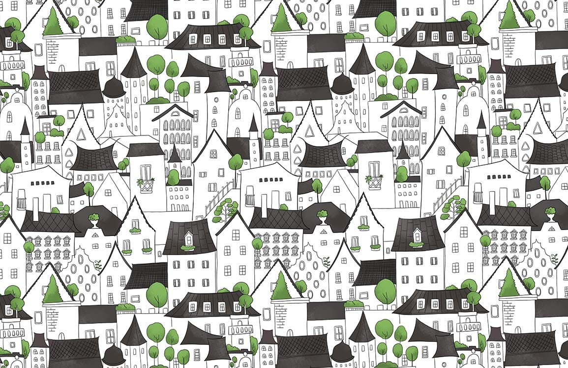 Papier peint mural Cartoon Houses II - Le meilleur Papier peint panoramique Sur mesure