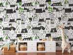 Papier peint mural cartoon maisons féeriques pour chambre d’enfant - Vignette | Mr Papier Peint
