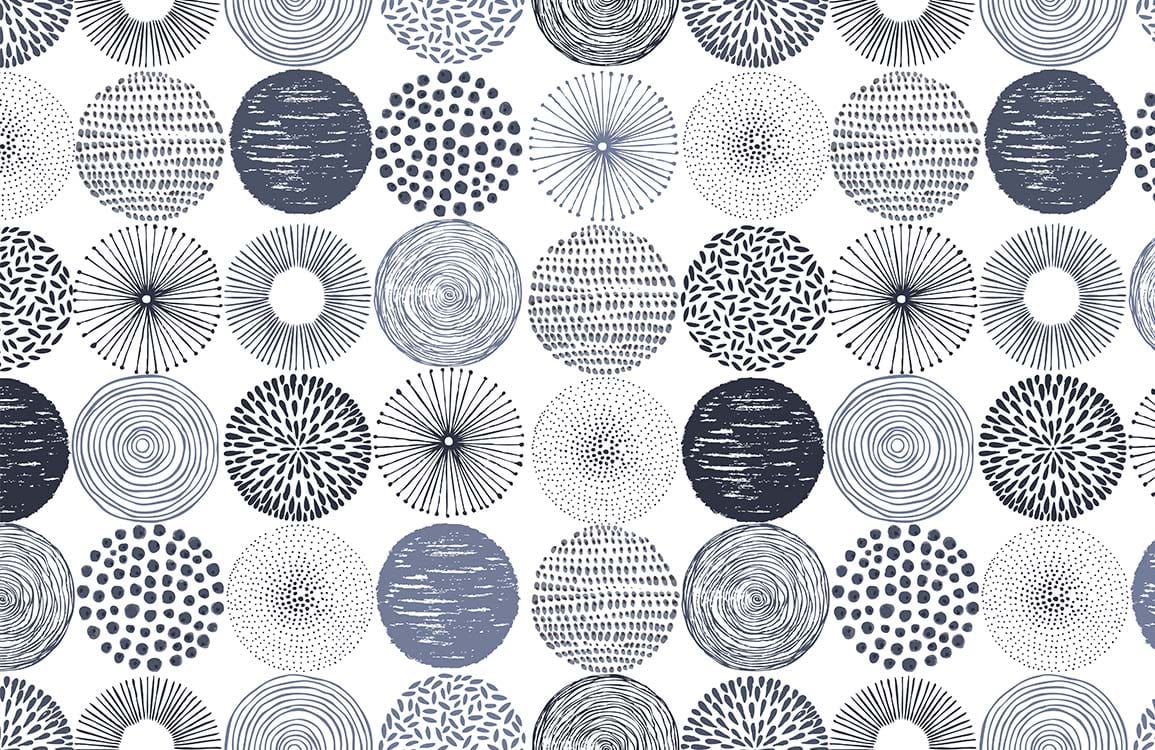 Papier peint mural Cercles variés avec motifs de cercles dessinés à la main et textures