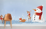 Papier peint mural Cerfs & Bonhomme de neige - Vignette | Mr Papier Peint