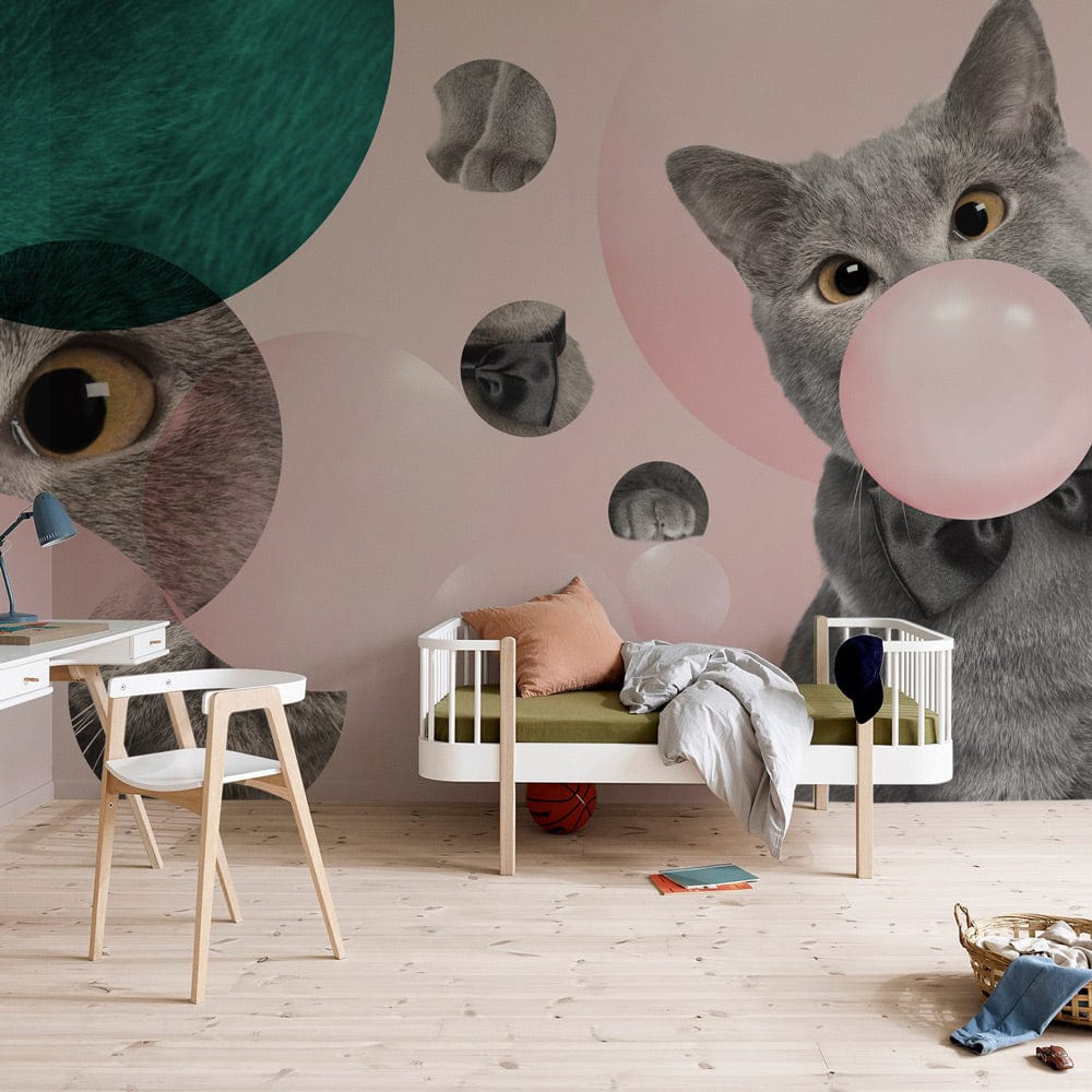 Papier Peint Mural Chat & Bulles - Le meilleur Papier peint panoramique Sur mesure