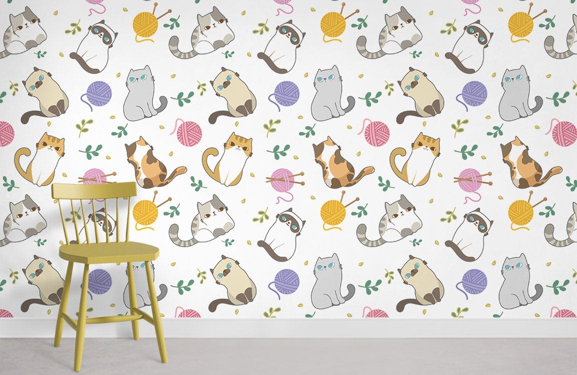 Papier peint mural Chatons et chat - Le meilleur Papier peint panoramique Sur mesure