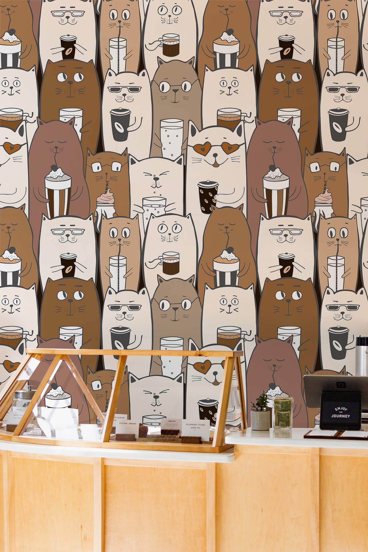 Papier peint mural Chats et Café - Le meilleur Papier peint panoramique Sur mesure