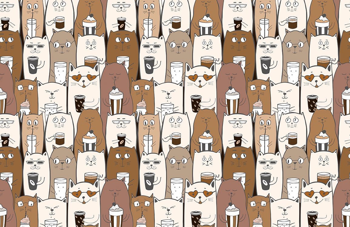 Papier peint mural Chats et Café - Le meilleur Papier peint panoramique Sur mesure