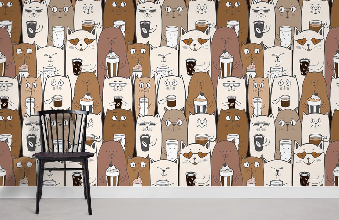 Papier peint mural Chats et Café - Le meilleur Papier peint panoramique Sur mesure