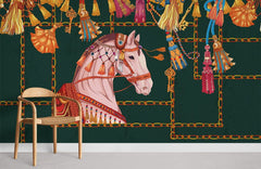 Tapisserie Murale Vintage – Scène De Combat De Chevaux Arabes – 67x47 Inches – Décoration