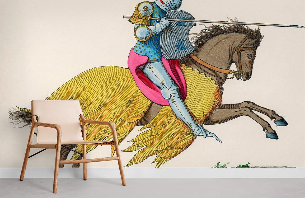 Grande Tapisserie Murale Française Vintage - Chasse à Courre Et Chevaux - 153x57cm #527