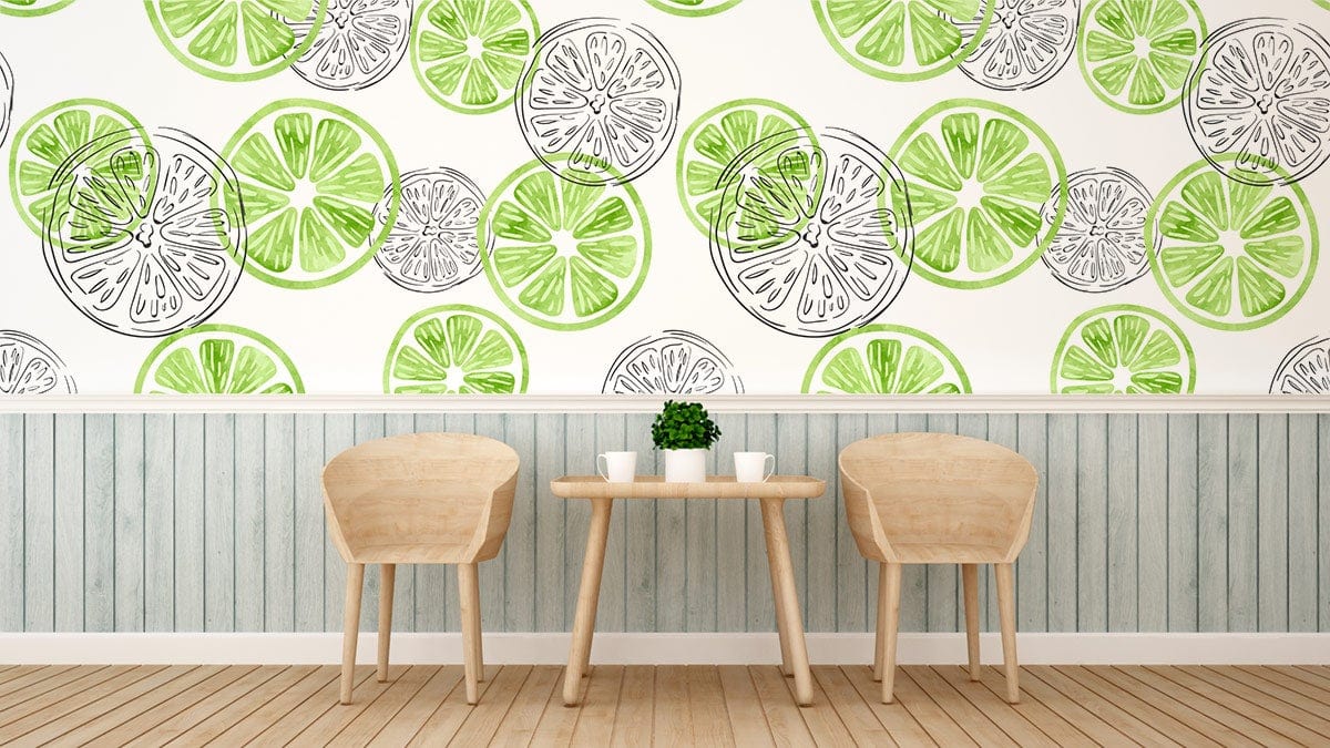 Papier peint mural citron vert - Le meilleur Papier peint panoramique Sur mesure