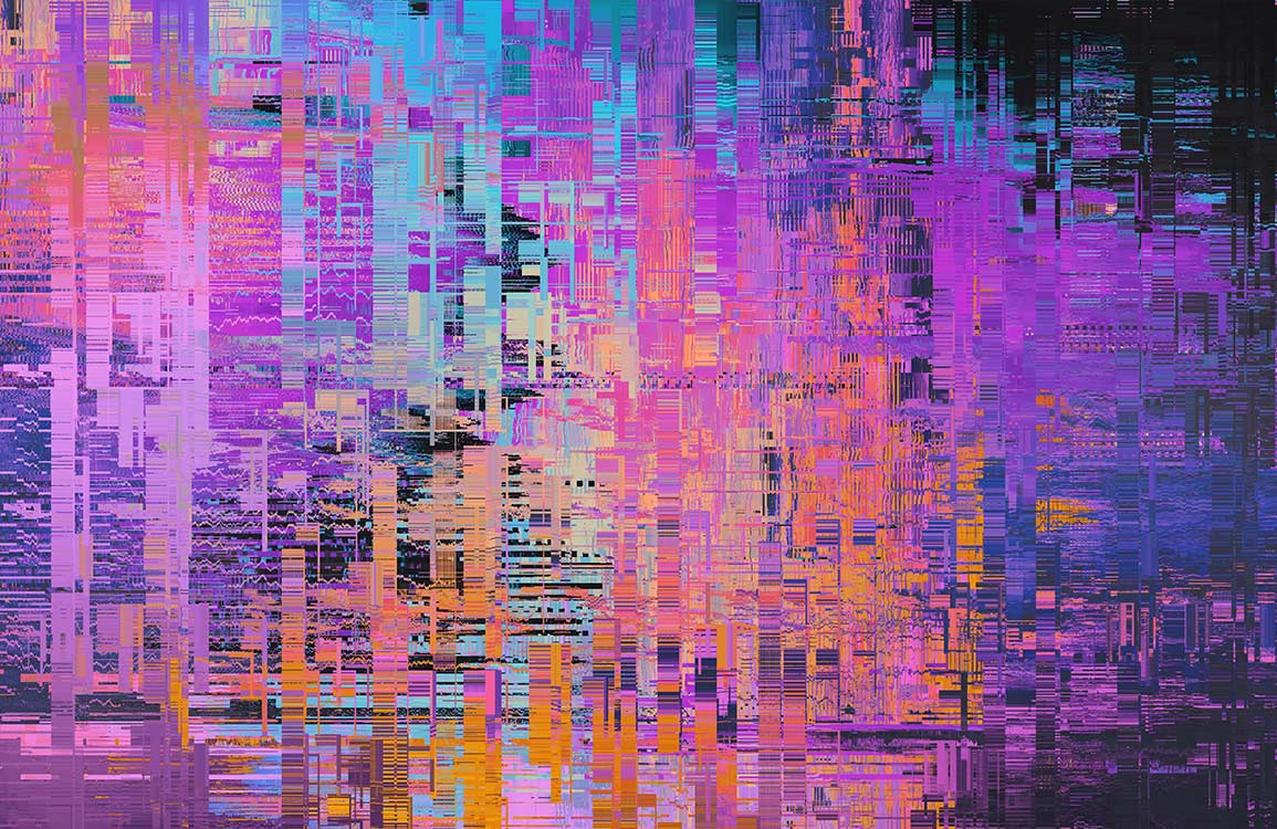 Peinture murale abstraite glitch art couleurs vives pour Papier Peint Mural Codes Mystérieux
