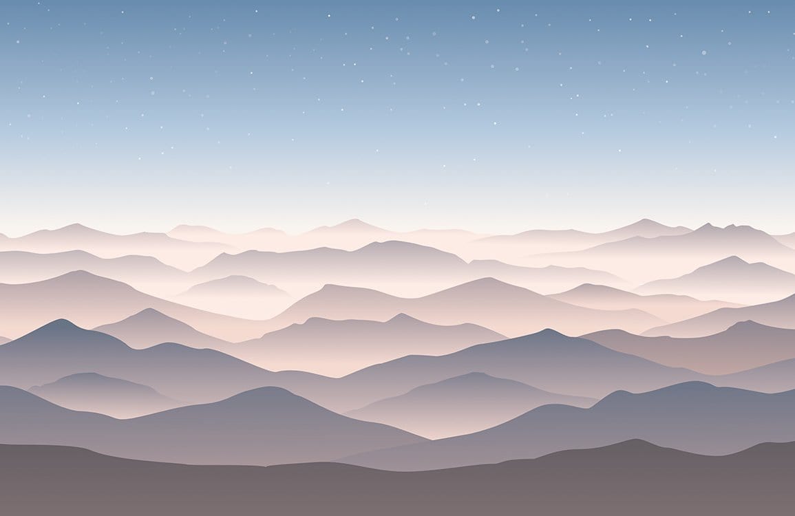 Papier peint mural Collines et Étoiles - Le meilleur Papier peint panoramique Sur mesure