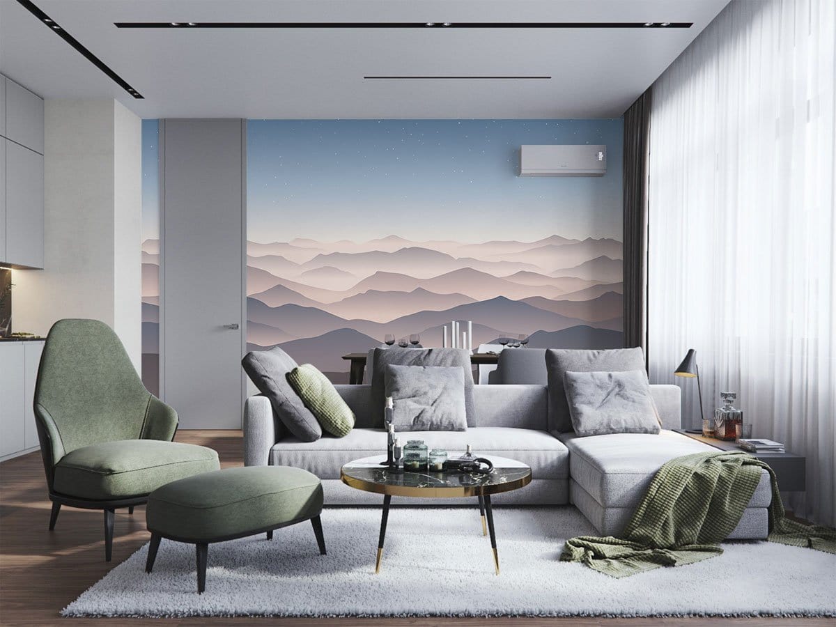 Papier peint mural Collines et Étoiles - Le meilleur Papier peint panoramique Sur mesure