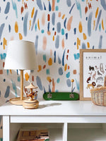 Papier peint mural Doodle éclat jaune et bois pour espace vibrant - Vignette | Mr Papier Peint