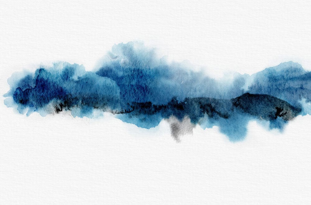 Image d’une peinture murale conception montagne en aquarelle bleue pour papier peint mural