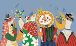 Papier peint mural concert Un Orchestre Animal aux Couleurs Enchantées - Vignette | Mr Papier Peint