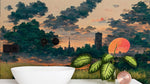 Papier peint mural coucher de soleil au village éclat doré - Vignette | Mr Papier Peint