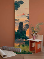 Papier peint mural coucher de soleil au village éclat doré - Vignette | Mr Papier Peint