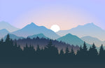 Papier peint mural coucher de soleil ombré et paysage de montagne - Vignette | Mr Papier Peint