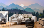 Papier peint mural coucher de soleil ombré et paysage de montagne - Vignette | Mr Papier Peint