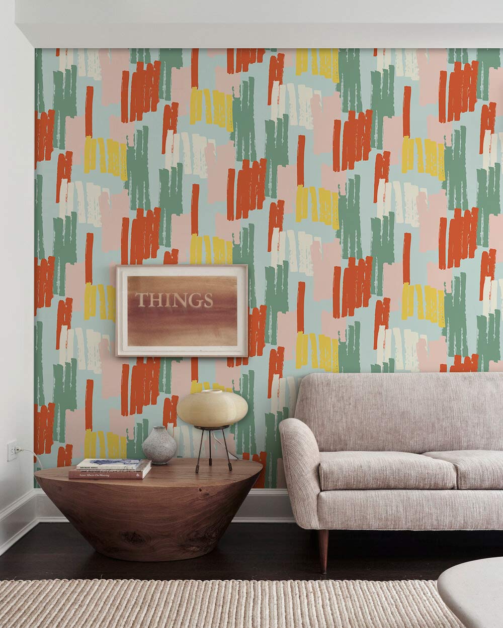 Papier peint mural Coups de pinceau colorés avec motif abstrait multicolore pour décoration intérieure