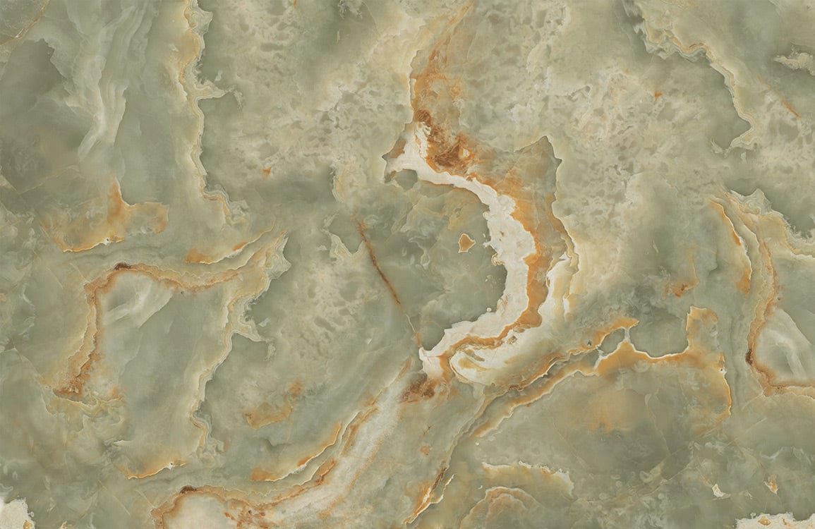 Photo d une dalle de onyx vert poli avec veines brunes et blanches pour papier peint mural cristal nuage