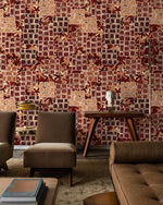 Peint mural Cubes Abstraits éclat géométrique rouge et beige - Vignette | Mr Papier Peint