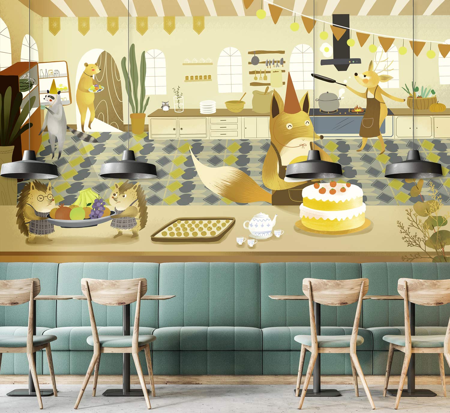 Papier Peint Mural Cuisine Animale II - Le meilleur Papier peint panoramique Sur mesure
