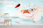 Peint mural cygne et koala rêveur sous un ciel de moutons flottants - Vignette | Mr Papier Peint