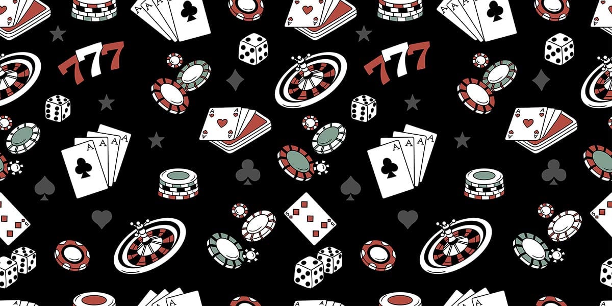 Papier peint mural d’accessoires de poker avec motif seamless de casino thématique