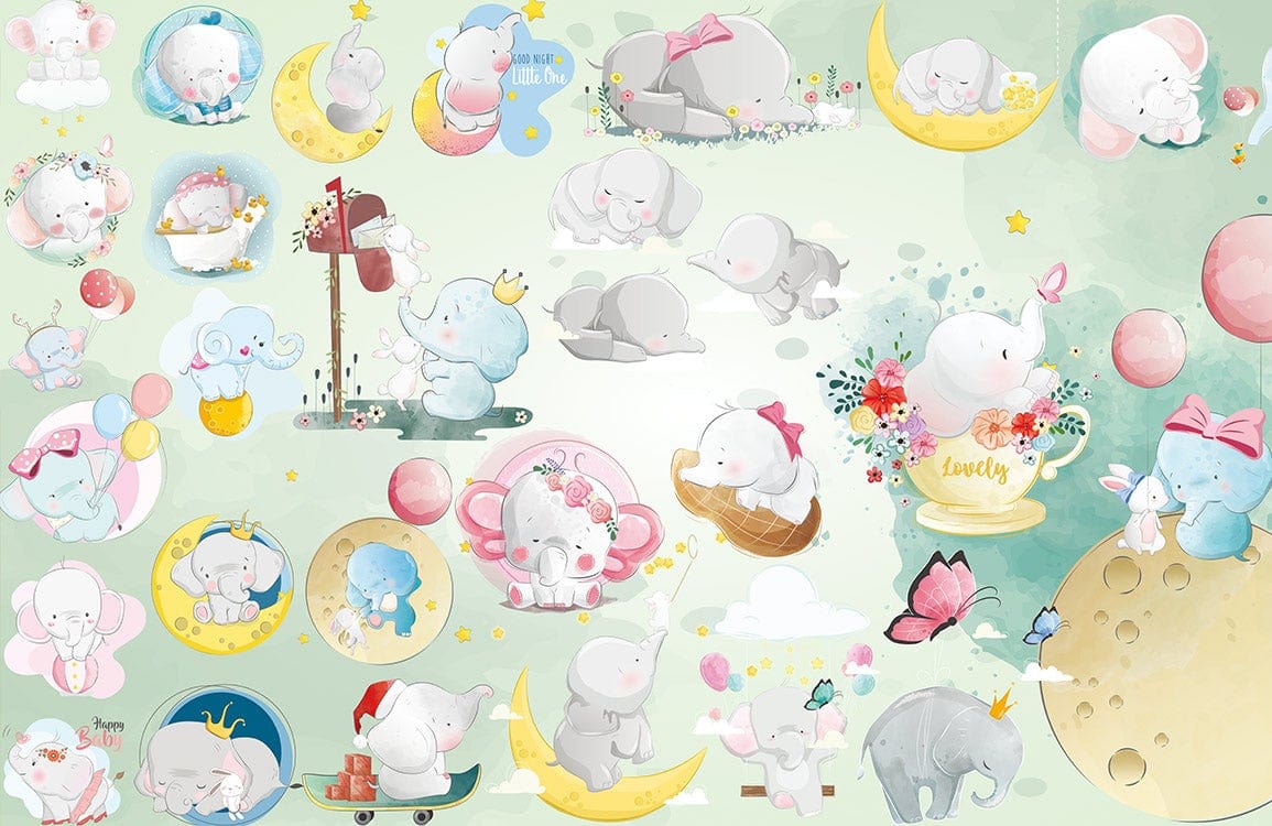 Papier peint mural d’adorables éléphants - Le meilleur Papier peint panoramique Sur mesure