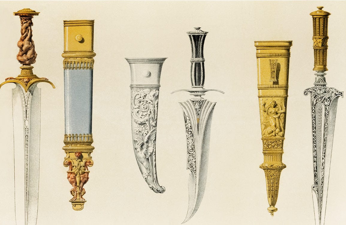 Peint mural dagues et fourreaux décoratifs pour décoration murale élégante