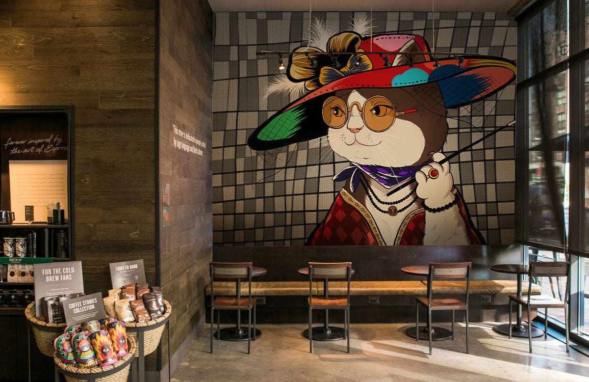 Papier peint mural Dame Chat à la Mode - Le meilleur Papier peint panoramique Sur mesure