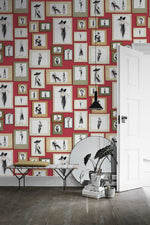 Élégance Moderne avec Papier Peint Mural Dame et Canapé Bleu - Vignette | Mr Papier Peint