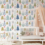 Évasion boisée avec papier peint mural d’arbres décorés - Vignette | Mr Papier Peint