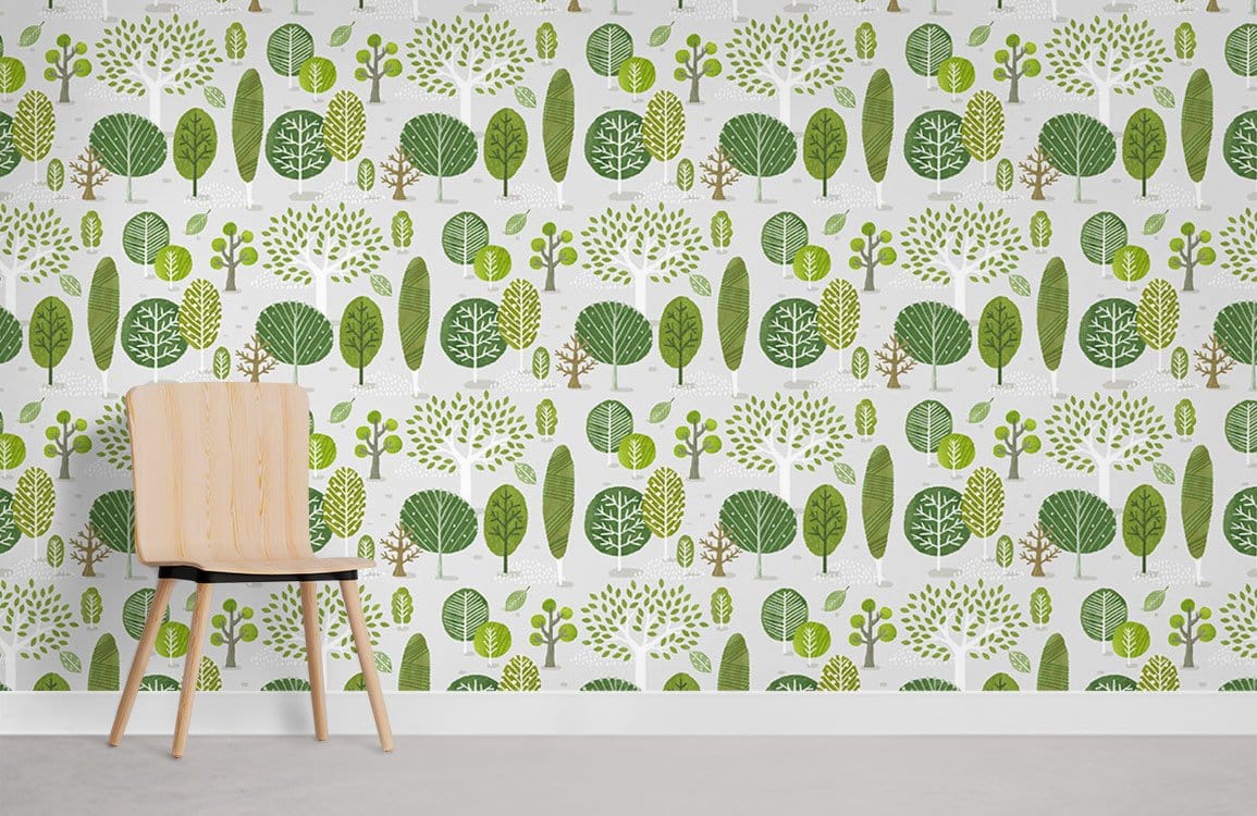 Papier peint mural d’arbres dessinés - Le meilleur Papier peint panoramique Sur mesure