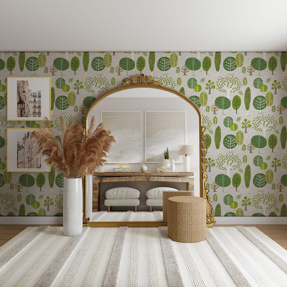 Papier peint mural d’arbres dessinés - Le meilleur Papier peint panoramique Sur mesure