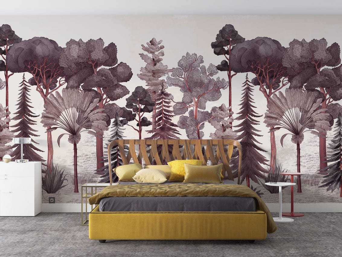 Papier peint mural d’arbres variés et colorés - Le meilleur Papier peint panoramique Sur mesure