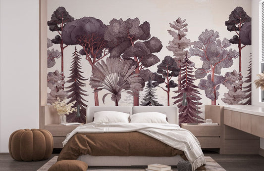 Papier peint mural d’arbres variés et colorés - Le meilleur Papier peint panoramique Sur mesure