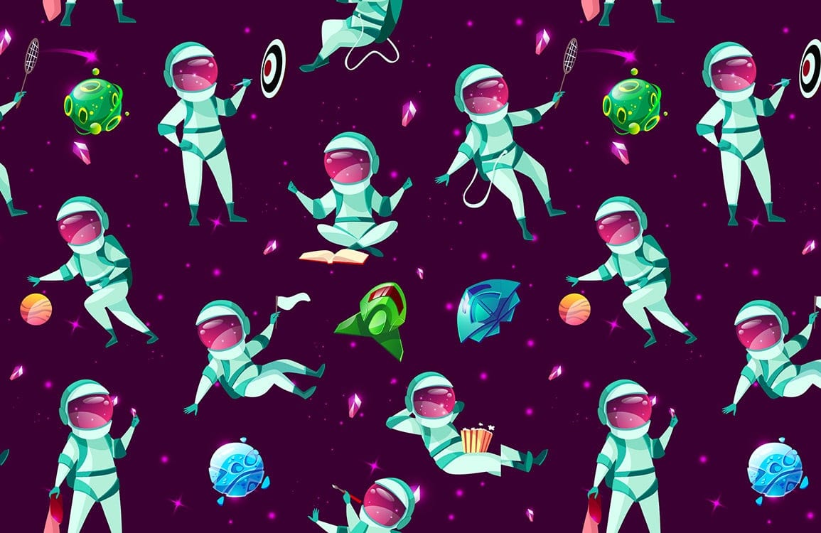 Papier peint mural d’astronaute de dessin animé - Le meilleur Papier peint panoramique Sur mesure