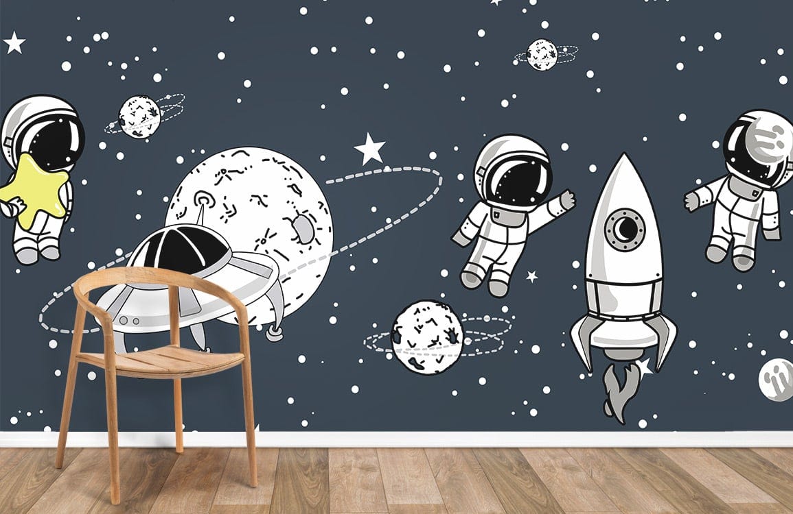 Papier peint mural d’astronaute et d’aliens - Le meilleur Papier peint panoramique Sur mesure