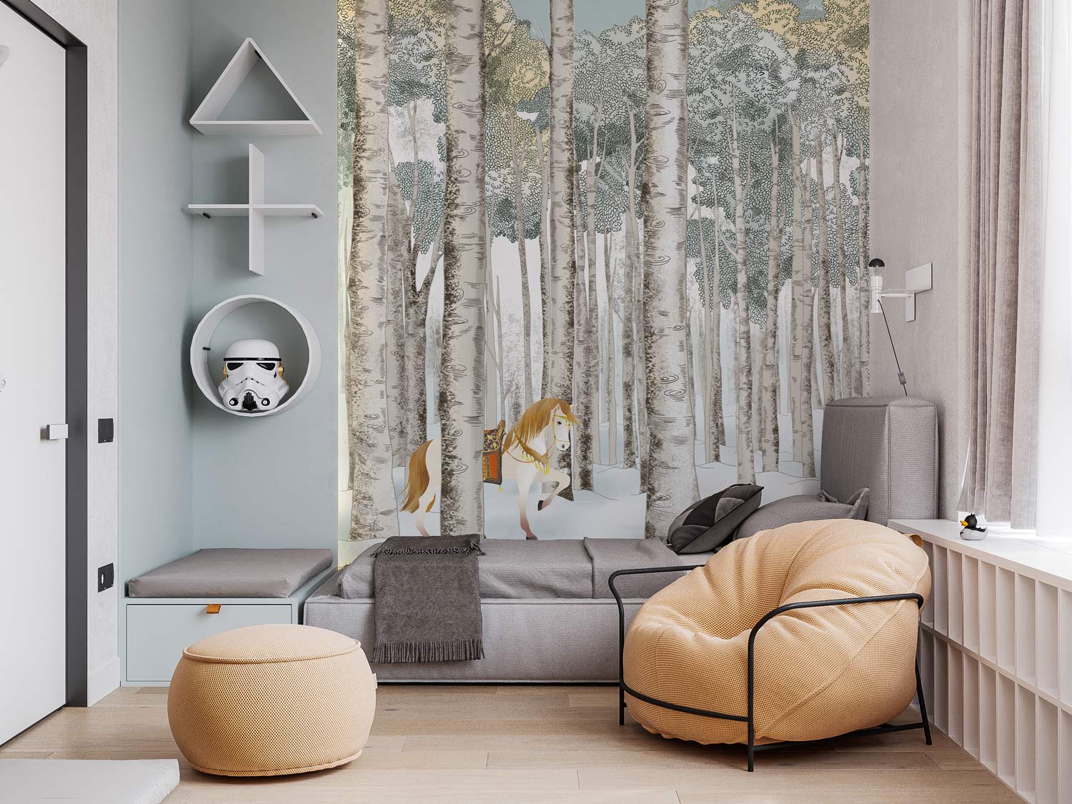 Papier peint mural de bouleaux argentés - Le meilleur Papier peint panoramique Sur mesure