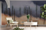 Papier peint mural bouleaux forêt orange et bleu éclat de nature - Vignette | Mr Papier Peint
