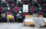 Papier peint mural de bouquets d'hortensias sombres - Vignette | Mr Papier Peint