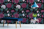 Papier peint mural de bouquets d'hortensias sombres - Vignette | Mr Papier Peint