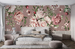 Papier peint mural de buisson de fleurs roses (80 caractères) - Vignette | Mr Papier Peint