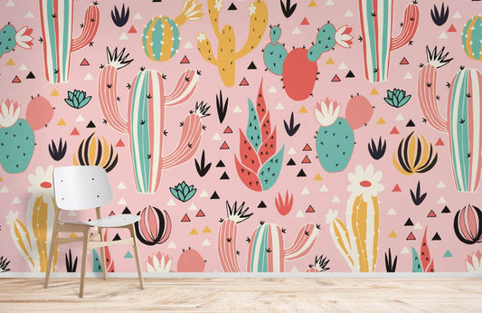 Papier peint mural de cactus colorés - Le meilleur Papier peint panoramique Sur mesure