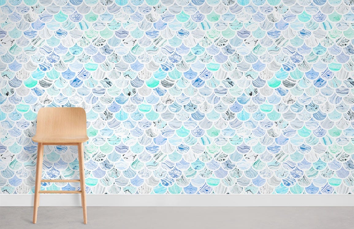 Papier peint mural de carreaux marbre bleu - Le meilleur Papier peint panoramique Sur mesure